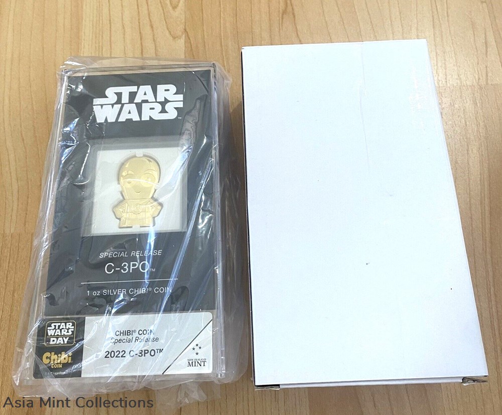 2022 Niue C-3PO C3PO Chibi 1 oz silver proof gilded Star War Day Mintage 2000 6 coins ingots bullion coin 2022 niue c 3po c3po chibi 1 oz silver proof gilded star war day mintage 2000