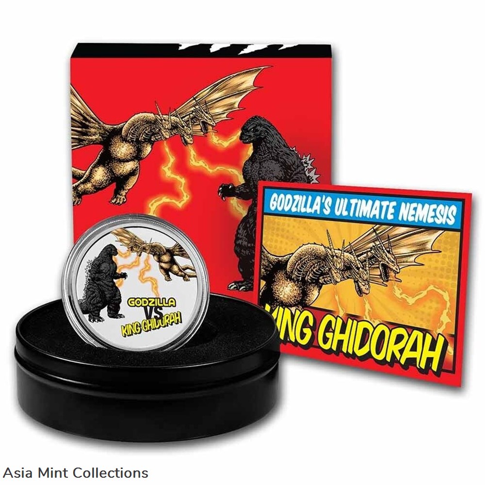 2023 Niue Colorized 2 oz Silver King Ghidorah Coin coins ingots bullion 2023 niue colorized 2 oz silver king ghidorah coin