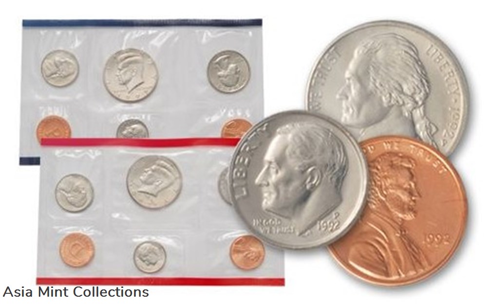 coins world united states 1992 u s mint uncirculated coin set with d and p mint marks