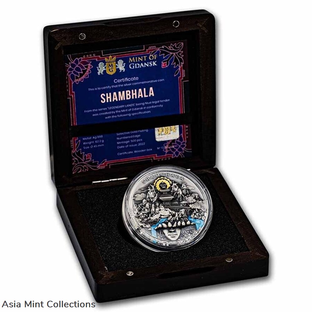 2022 - Niue 5$ Legendary Lands Shambhala 2oz 3 coins ingots bullion silver coin 2022 niue 5 legendary lands shambhala 2oz