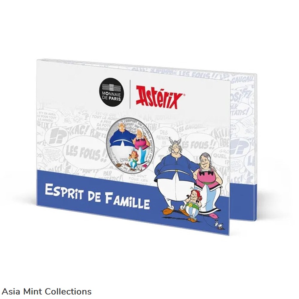2022 - Asterix esprit de famille 50€ Colored Silver Coin 3 coins ingots bullion 2022 asterix esprit de famille 50 colored silver coin