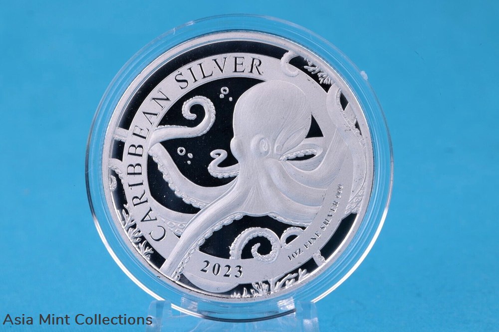 2023 - Caribbean Octopus Barbados 1 oz 999 Silver 1 Dollar ST/BU 6 coins ingots bullion coin 2023 caribbean octopus barbados 1 oz 999 silver 1 dollar st bu