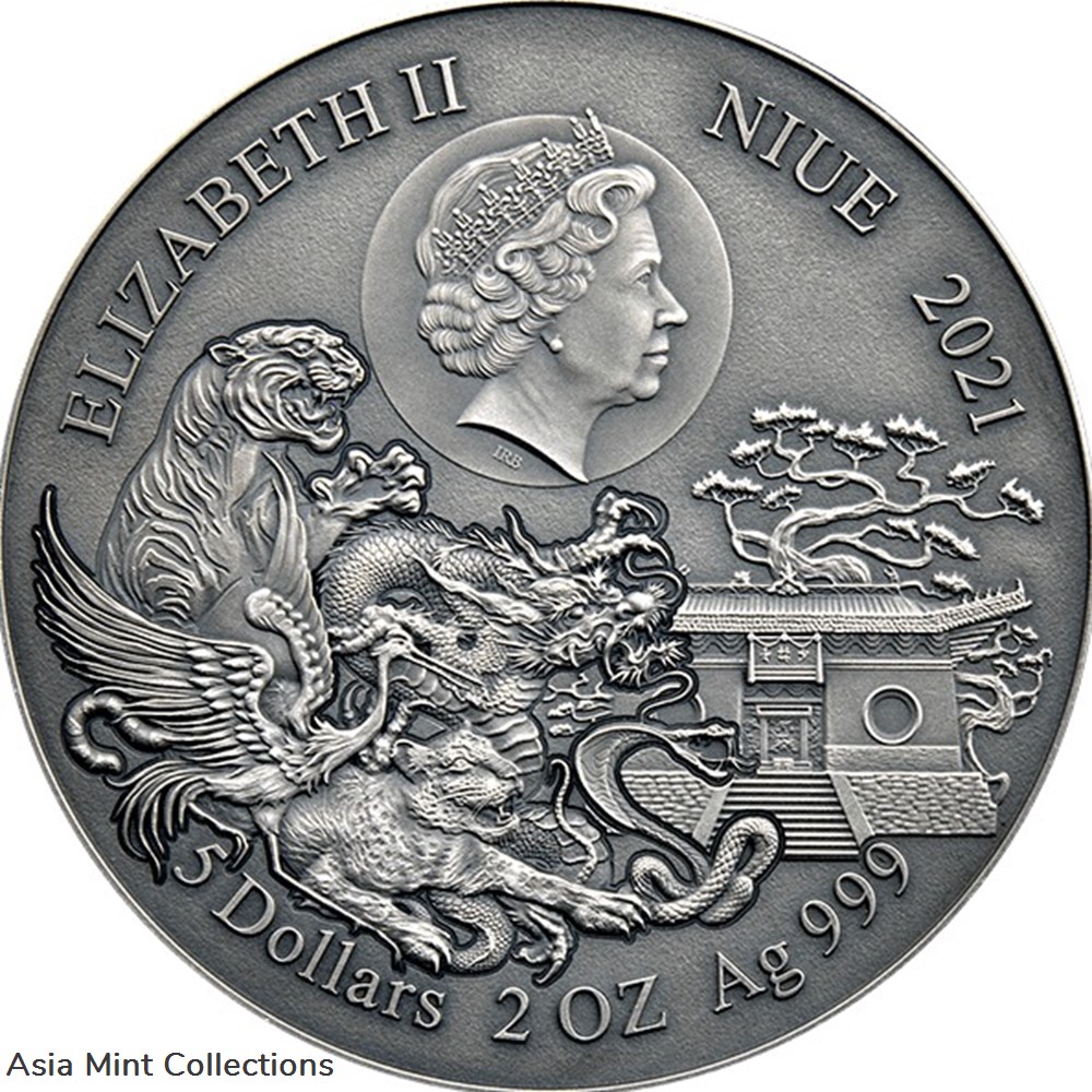 2021 - Shaolin Tiger Martial Arts Styles 2 oz Antique finish Silver Coin 5$ Niue 2 coins ingots bullion 2021 shaolin tiger martial arts styles 2 oz antique finish silver coin 5 niue