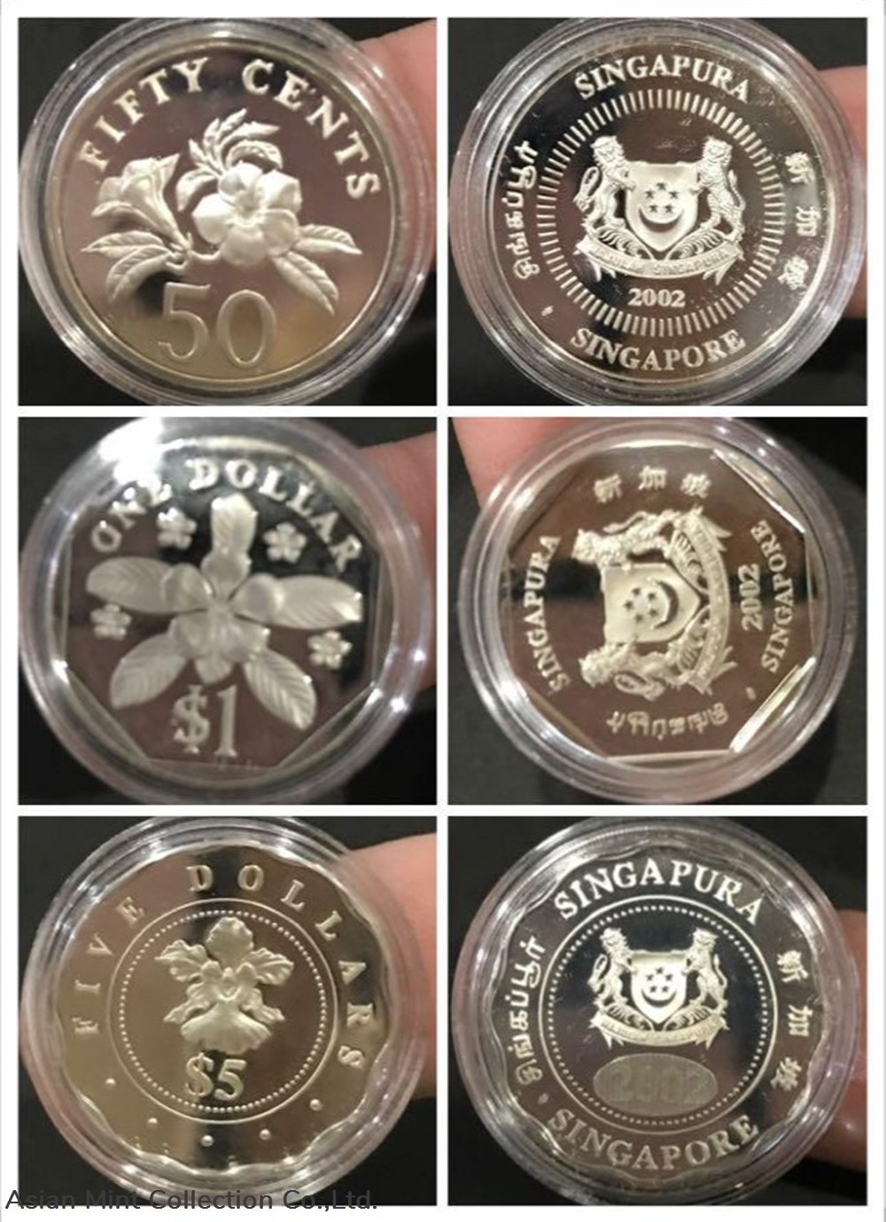 2002 Singapore 🇸🇬 Sterling Silver Proof Coin Set With Original Box And Coa, 4 coins 2002 singapore sterling silver proof coin set with original box and coa
