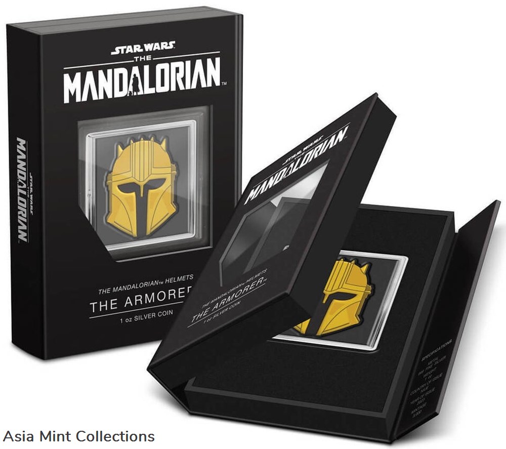 2023 Niue Star Wars Mandalorian Helmet Armorer 1oz Silver Colorized Proof Coin 4 coins ingots bullion 2023 niue star wars mandalorian helmet armorer 1oz silver colorized proof coin