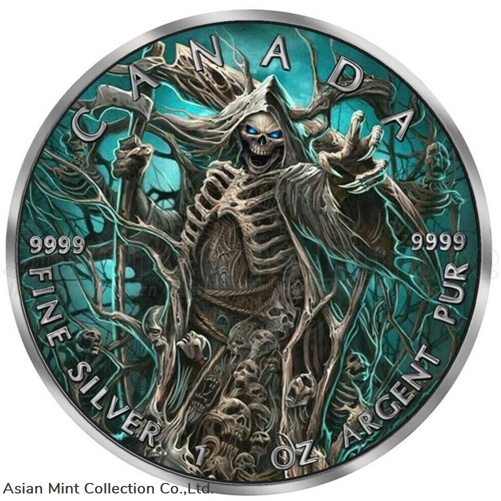 coins ingots bullion 2023 canada grim reaper armageddon vi maple leaf 1oz silver coin