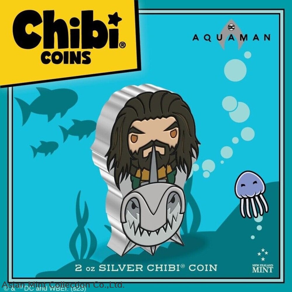 2023 - Niue DC Comics Aquaman 2oz Silver Mega Chibi Coin 5 coins ingots bullion ingot 2023 niue dc comics aquaman 2oz silver mega chibi coin