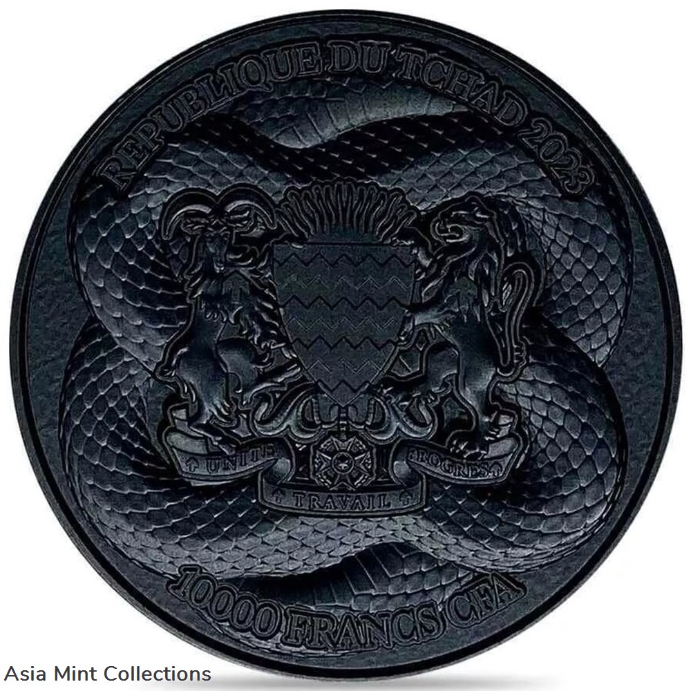 2023 - 2 Oz Silver Coin Chad 10000 Francs CFA Black Mamba High Relief Coin 3 coins ingots bullion ingot 2023 2 oz silver coin chad 10000 francs cfa black mamba high relief coin