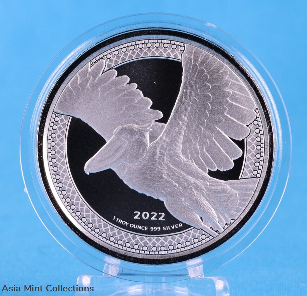 coins ingots bullion 2022 congo 1 oz 999 silver 1000 francs shoe beak shoebill stork bu st