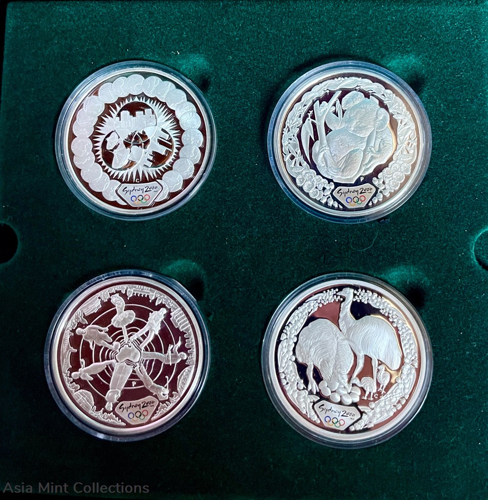 2000 - Sydney olympic $5 coin collection 4 coins set 2 ingots bullion silver 2000 sydney olympic 5 coin collection 4 coins set