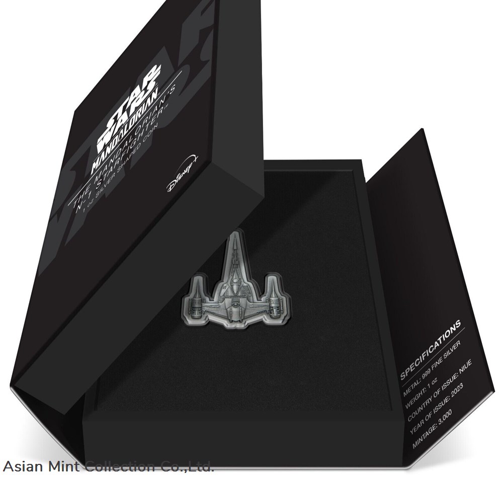 2023 – The Mandalorian's N-1 Starfighter™ 1 oz Silver Shaped Coin 3 coins ingots bullion ingot 2023 the mandalorian s n 1 starfighter 1 oz silver shaped coin