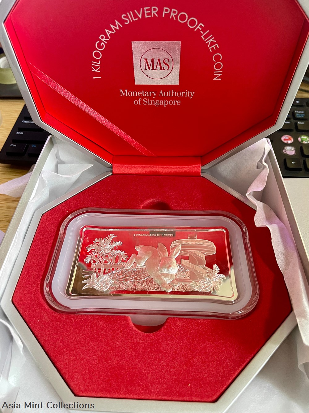 2023 1 kilo silver proof like coin $80 rabbit monetary authority of singapore 2 coins ingots bullion 2023 1 kilo silver proof like coin 80 rabbit monetary authority of singapore