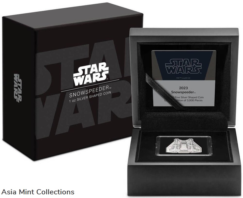 coins ingots bullion 2023 niue star wars mandalorian vehicle snowspeeder 1oz silver antiqued coin