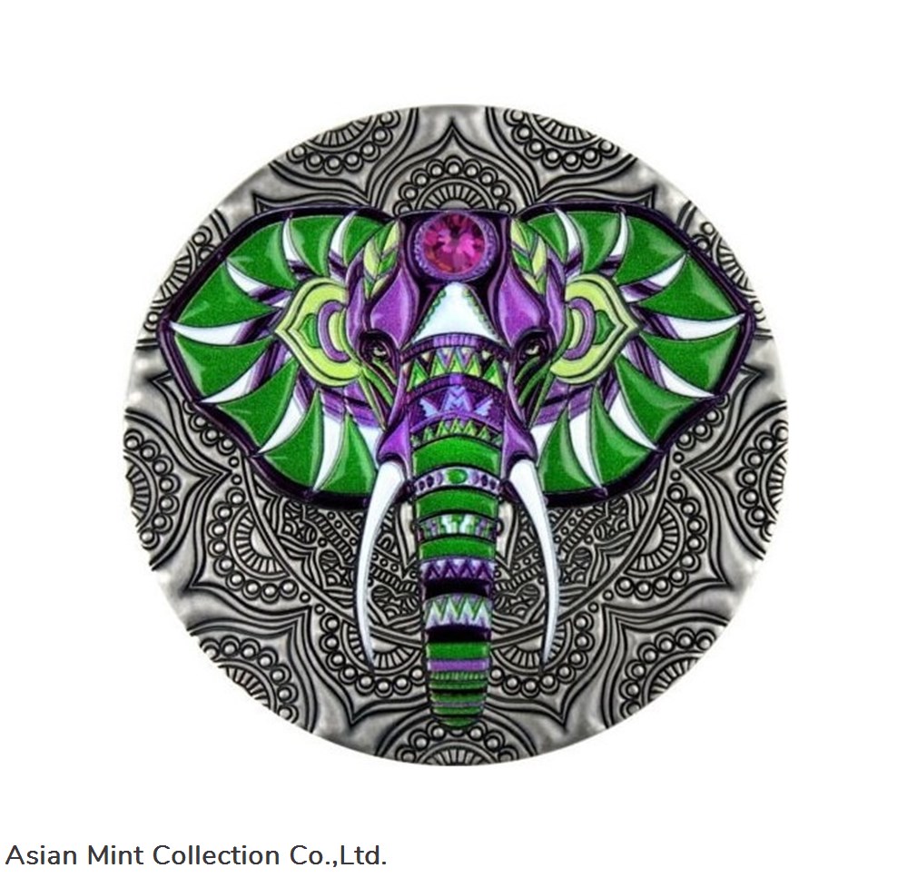 2019 - Elephant Mandala Collection 2 oz Antique finish Silver Coin 5$ Niue coins ingots bullion 2019 elephant mandala collection 2 oz antique finish silver coin 5 niue