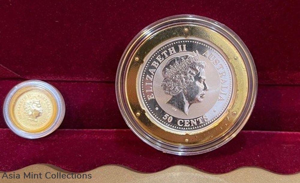 coins ingots bullion coin 2006 australia lunar dog coloured gold and silver set