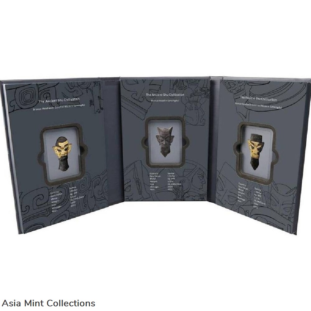 2022 The Ancient Shu Civilization 3 x 1/2oz Silver Coin Set 6 coins ingots bullion 2022 the ancient shu civilization 3 x 1 2oz silver coin set
