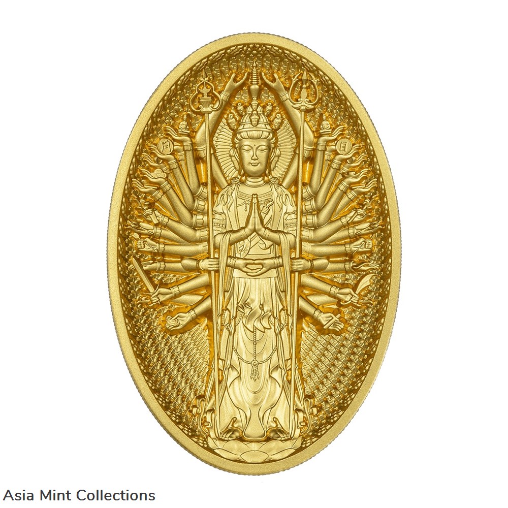 coins ingots bullion 2023 chad thousand arms guanyin 5oz silver gilded coin