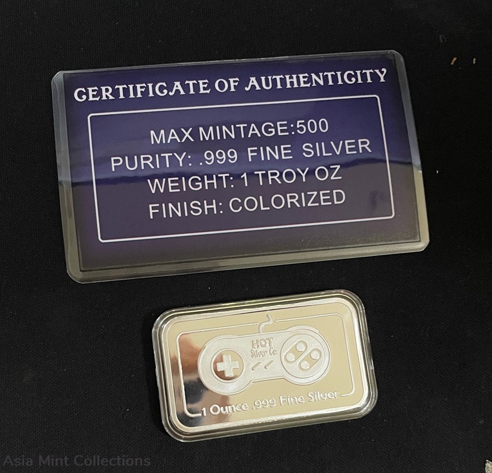 Mario Running Quad CoLoR- 1 oz troy .999 Fine Silver Enameled Bullion Bar w. COA coins ingots coin mario running quad color 1 oz troy 999 fine silver enameled bullion bar w coa