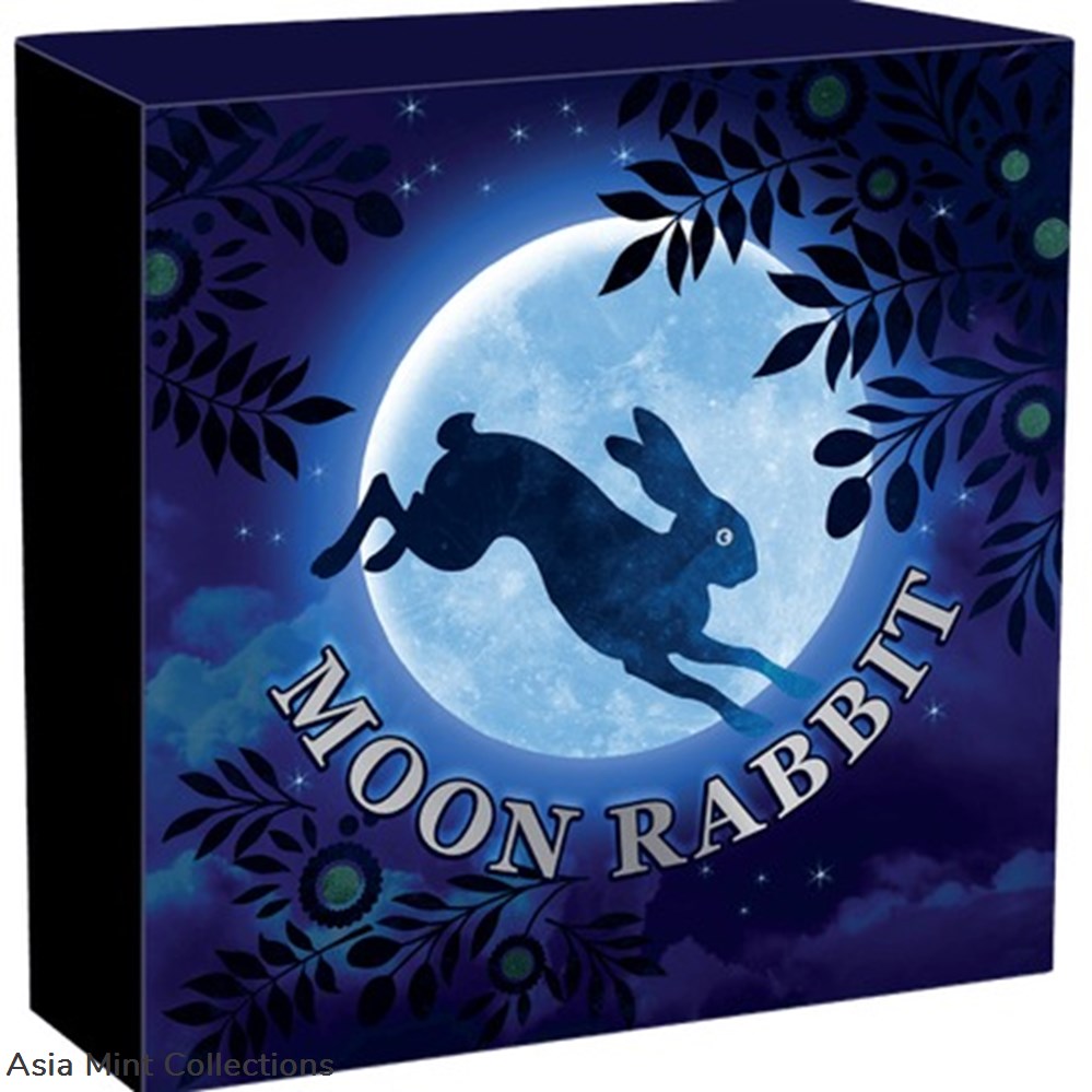 2021 - Moon Rabbit 50 g Antique finish Silver Coin 2$ Niue 5 coins ingots bullion 2021 moon rabbit 50 g antique finish silver coin 2 niue