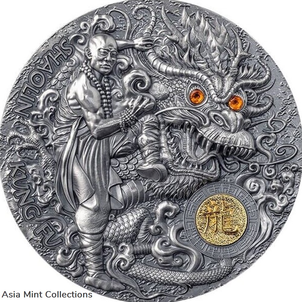 2023 - Shaolin Kung Fu Dragon Martial Arts Styles 2 oz Silver Coin 5$ Niue 5 coins ingots bullion 2023 shaolin kung fu dragon martial arts styles 2 oz silver coin 5 niue