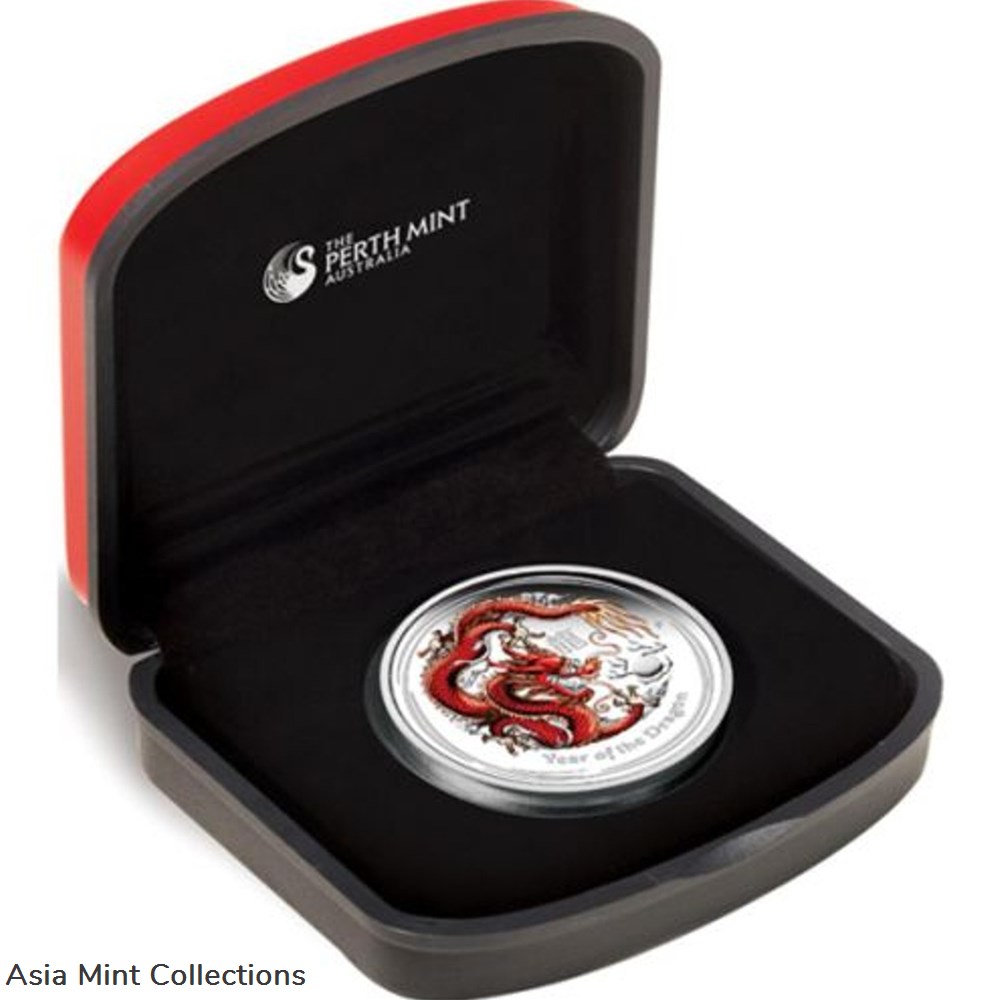 2012 $1 Lunar Year of The Dragon 1oz Silver Coloured Proof Coin 3 coins ingots bullion 2012 1 lunar year of the dragon 1oz silver coloured proof coin