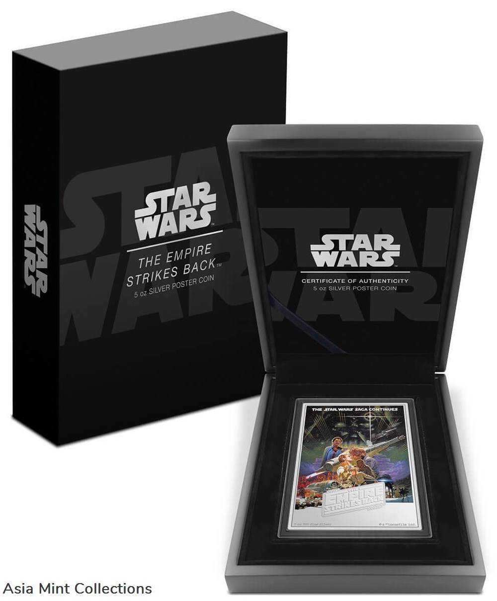 2023 Niue Star Wars The Empire Strikes Back 5oz Silver Movie Poster Coin 3 coins ingots bullion 2023 niue star wars the empire strikes back 5oz silver movie poster coin