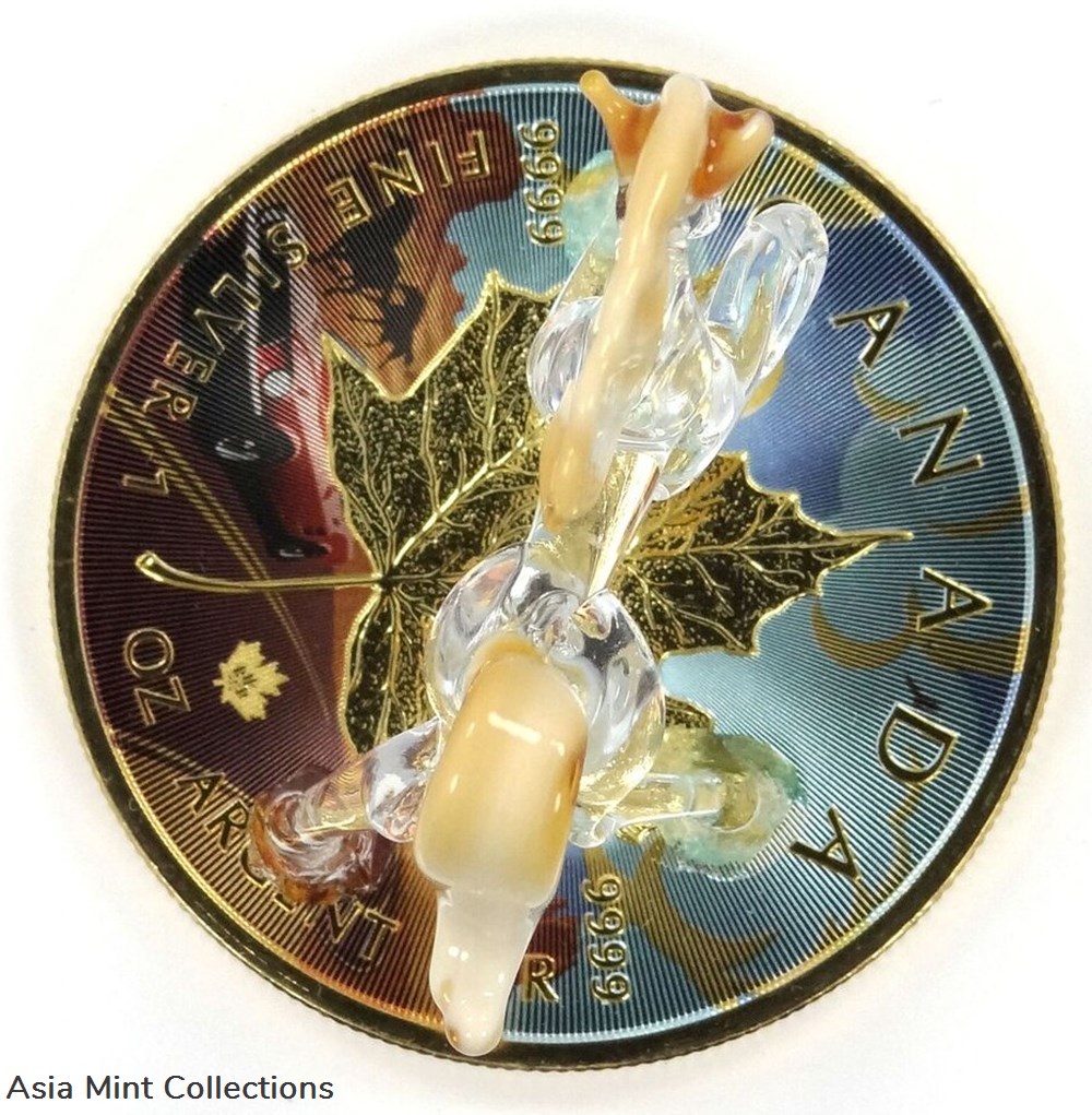 2022 - 1 Oz Silver Coin $5 Canada Maple Leaf Murano Glass Mustang Horse Handmade 7 coins ingots bullion 2022 1 oz silver coin 5 canada maple leaf murano glass mustang horse handmade