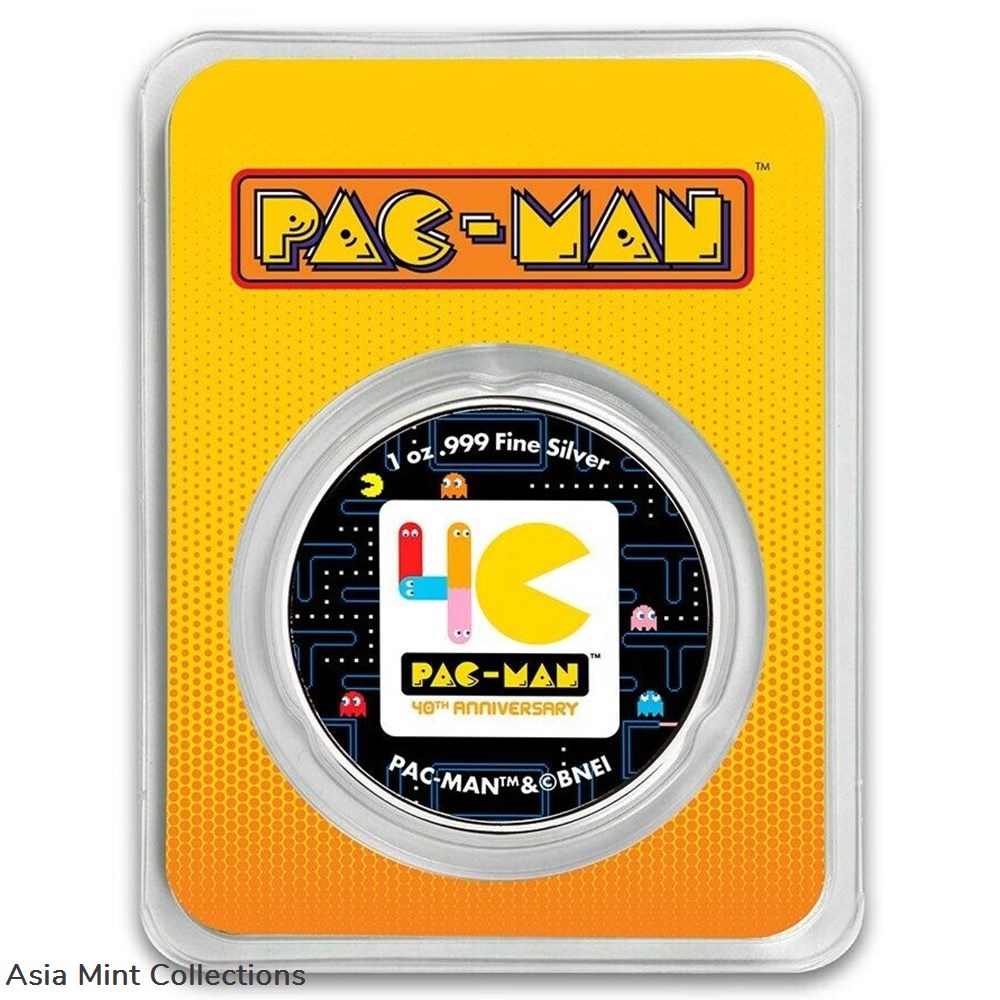 2020 Niue PAC-MAN 1 oz Colorized SILVER Coin in TEP ~ 40th Anniversary Pacman coins ingots bullion 2020 niue pac man 1 oz colorized silver coin in tep 40th anniversary pacman