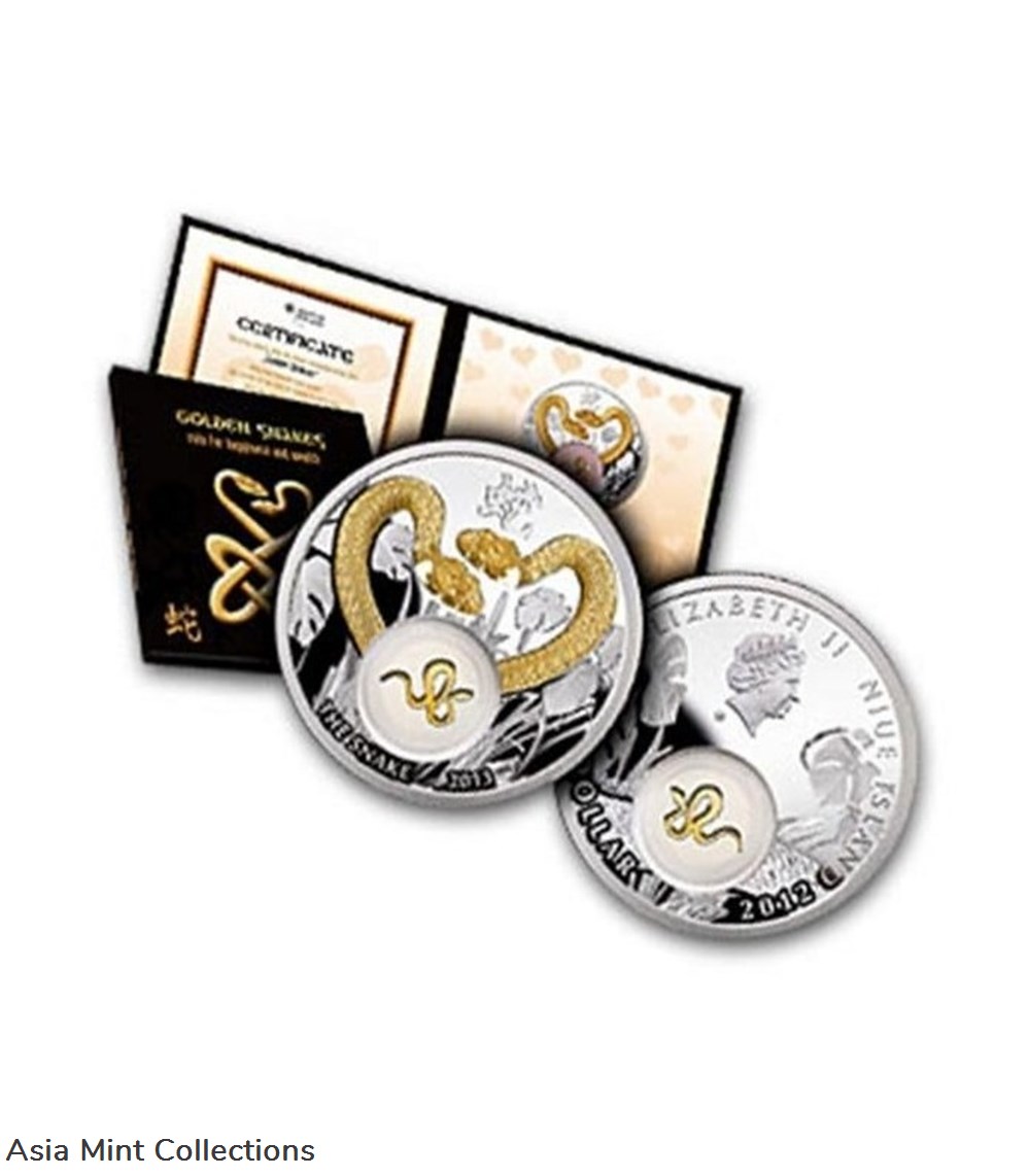 2022 - Golden Snakes Proof Silver Coin 1$ Niue 3 coins ingots bullion 2022 golden snakes proof silver coin 1 niue