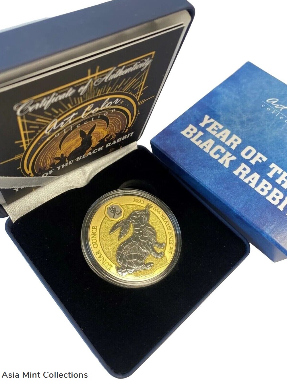 2023 - 1 Oz Silver 50 Francs Rwanda YEAR OF THE RABBIT Gilded Ruthenium Coin. 3 coins ingots bullion 2023 1 oz silver 50 francs rwanda year of the rabbit gilded ruthenium coin