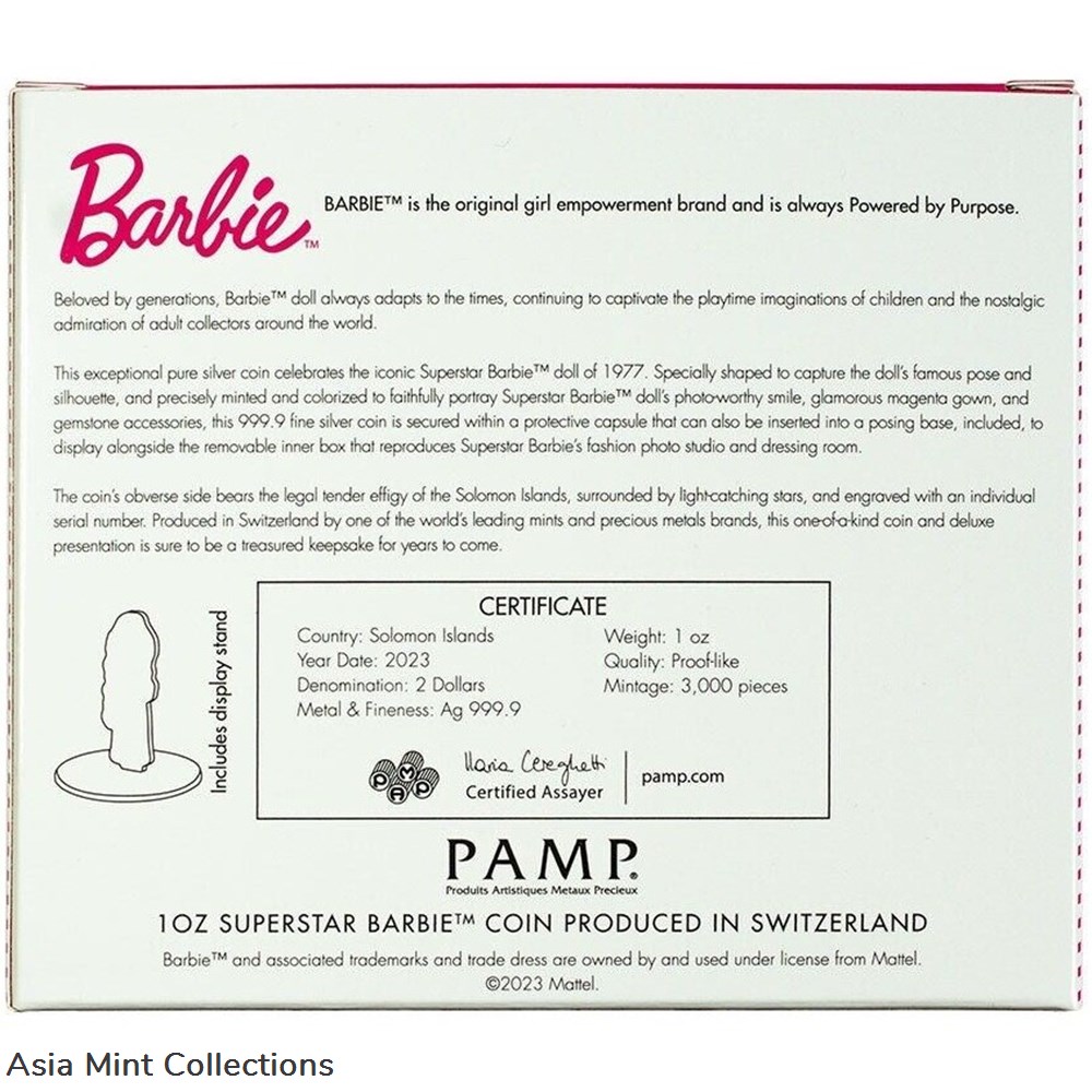 2023 Superstar Barbie™ 1oz Pure Silver Coin 4 coins ingots bullion 2023 superstar barbie 1oz pure silver coin