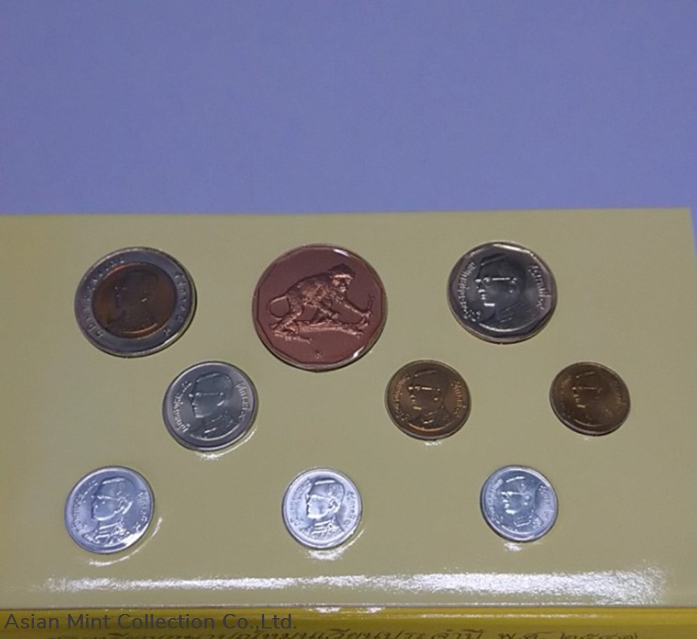 2004 - Circulation coin panel Complete set and Zodiac coin (The Year of the Monkey) 3 coins world thailand 2004 circulation coin panel complete set and zodiac coin the year of the monkey