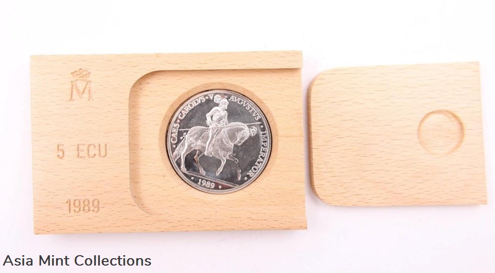 1989 Spain 5 ECU, Carolus V Imperator Silver Proof Orginal Wodden Box 3 coins ingots bullion coin 1989 spain 5 ecu carolus v imperator silver proof orginal wodden box