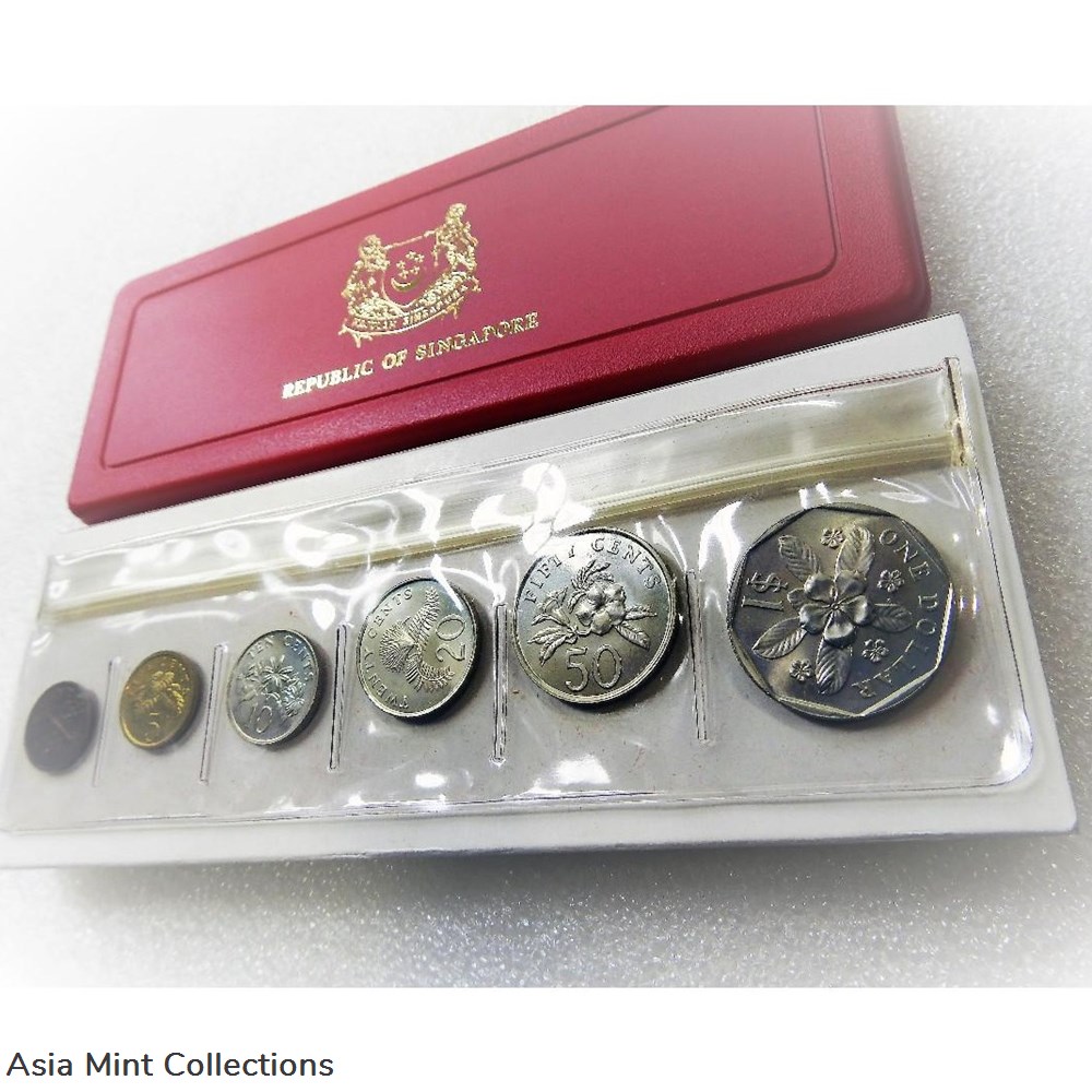 1987 Singapore Uncirculated Coin Set - Issuing Authority From Board Of Commissioners 3 coins ingots bullion copper 1987 singapore uncirculated coin set issuing authority from board of commissioners