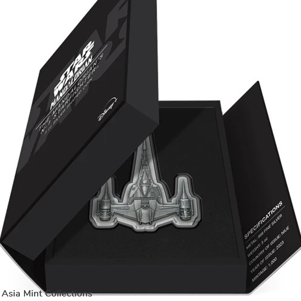 2023 Star Wars Mandalorian N-1 Starfighter 3 oz Silver Coin - Only 1,000 Minted! 5 coins ingots bullion 2023 star wars mandalorian n 1 starfighter 3 oz silver coin only 1 000 minted