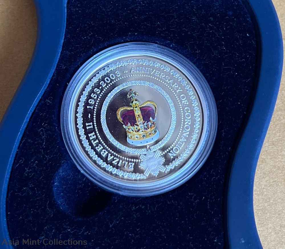 2003 - AUSTRALIA $1 GOLDEN JUBILEE OF CORONATION 1 oz 99.9 SILVER COIN 3 coins ingots bullion 2003 australia 1 golden jubilee of coronation 1 oz 99 9 silver coin