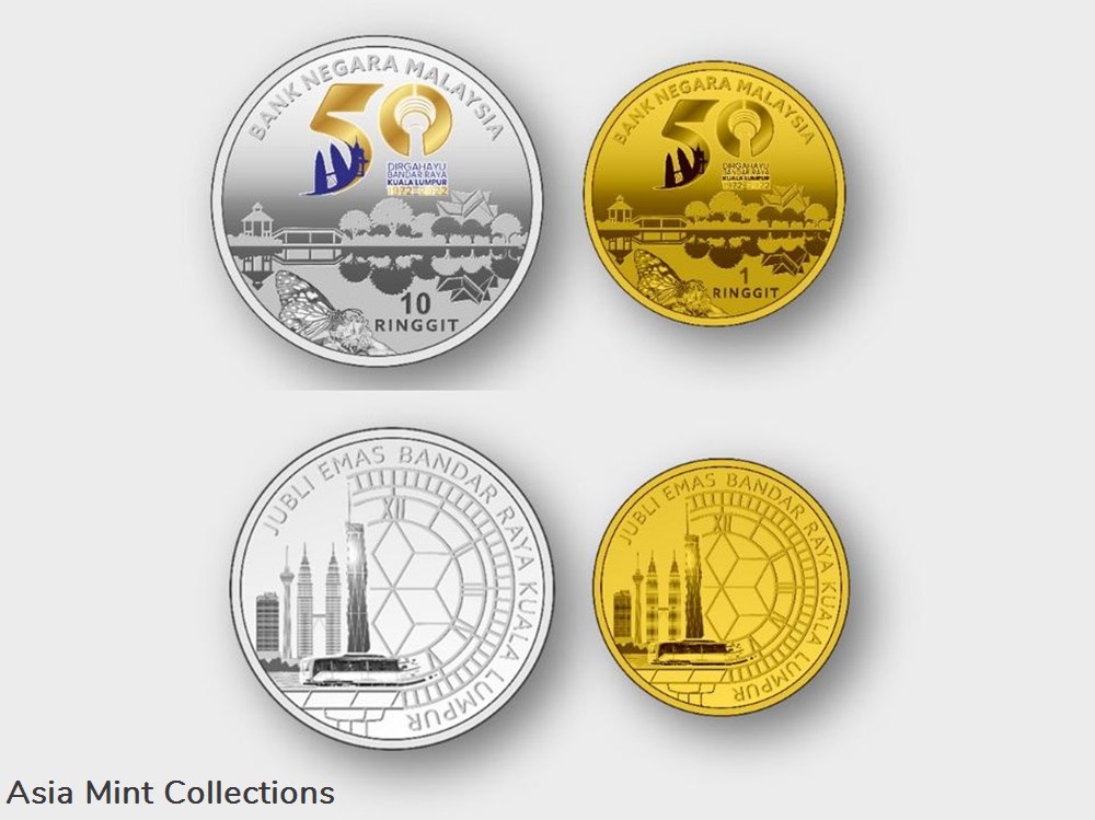 2022 - Set of 2 Proof Coin 50th Anniversary Of Kuala Lumpur KL50 coins world malaysia 2022 set of 2 proof coin 50th anniversary of kuala lumpur kl50