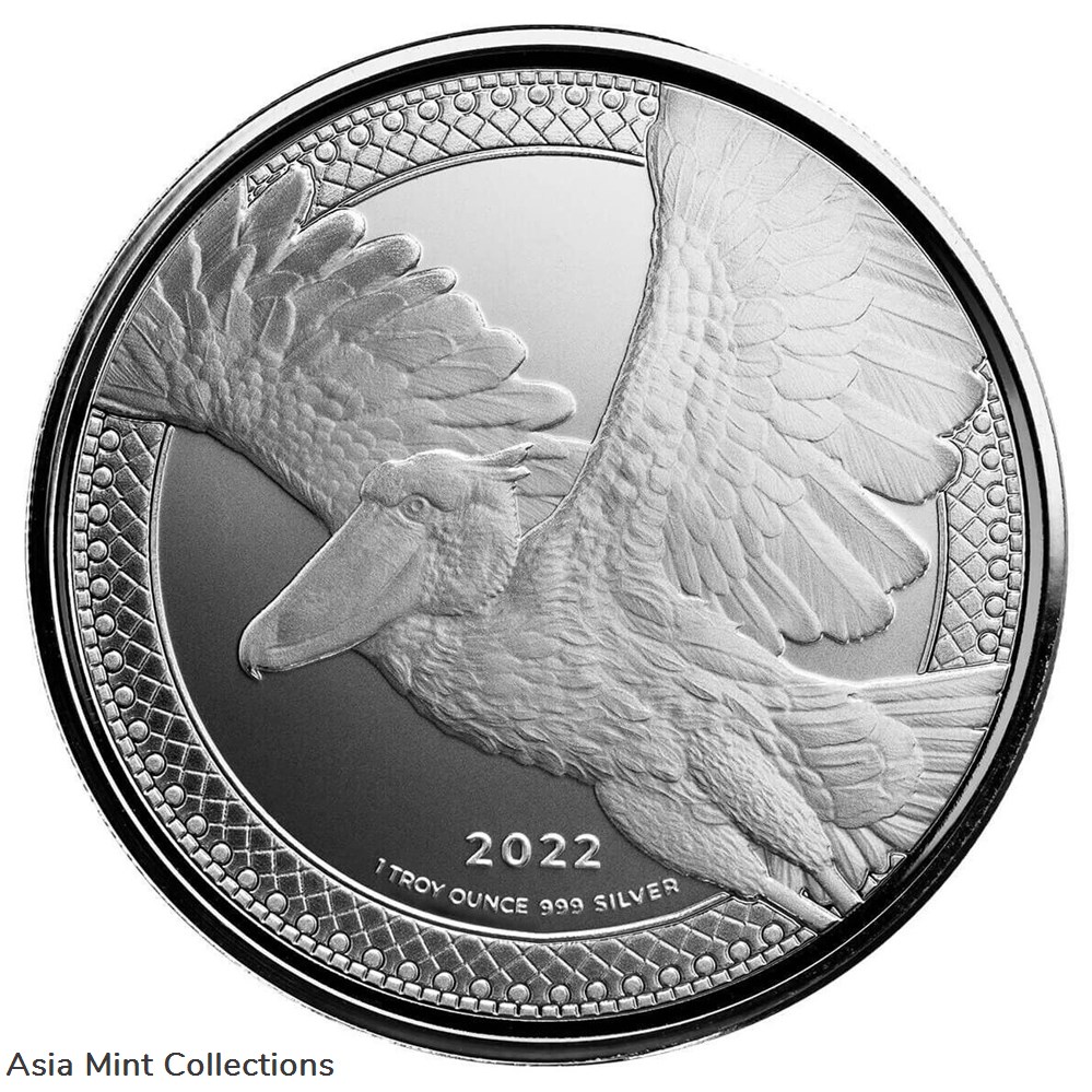 coins ingots bullion 2022 congo 1 oz 999 silver 1000 francs shoe beak shoebill stork bu st