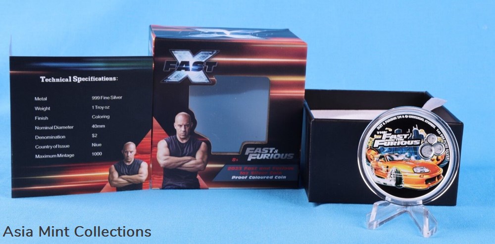 2023 - Fast and Furious ™ Niue 1 Oz Silber PP / Proof Color mit OVP 6 coins ingots bullion silver coin 2023 fast and furious niue 1 oz silber pp proof color mit ovp