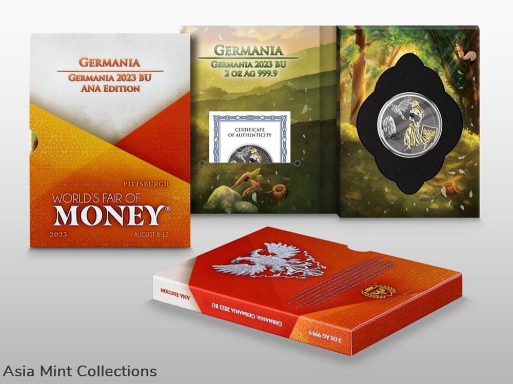 2023 - Germania Germania Mint ANA Edition 10 Mark 2 oz 999.9 Silver 2 oz BU coins ingots bullion coin 2023 germania germania mint ana edition 10 mark 2 oz 999 9 silver 2 oz bu