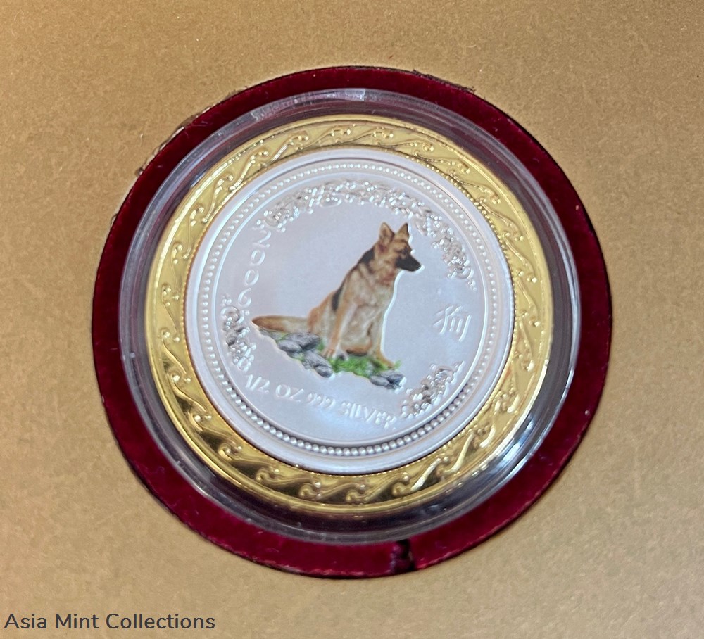 coins ingots bullion coin 2006 australia lunar dog coloured gold and silver set