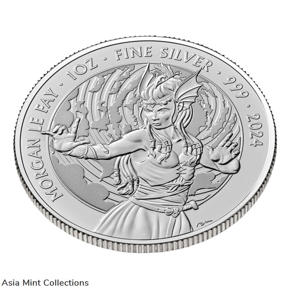 coins ingots bullion silver coin 2024 morgan le fay 1 oz 999 myths legends 2 pounds uk