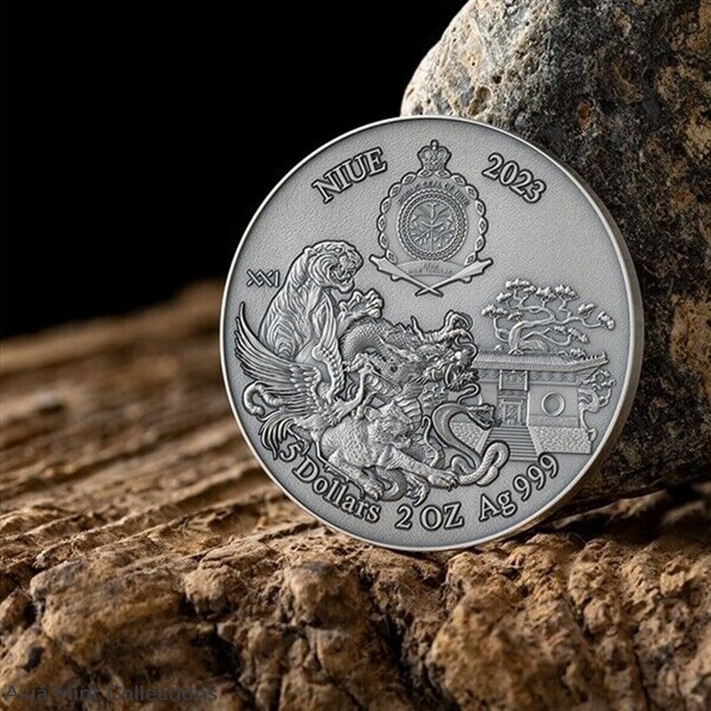 2023 - Shaolin Kung Fu Dragon Martial Arts Styles 2 oz Silver Coin 5$ Niue 2 coins ingots bullion 2023 shaolin kung fu dragon martial arts styles 2 oz silver coin 5 niue