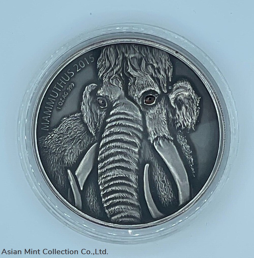 2015 - Woolly Mammoth Burkina Faso 1000 Francs 1 Oz Silver Coin w Real Eye Effect coins 2015 woolly mammoth burkina faso 1000 francs 1 oz silver coin w real eye effect