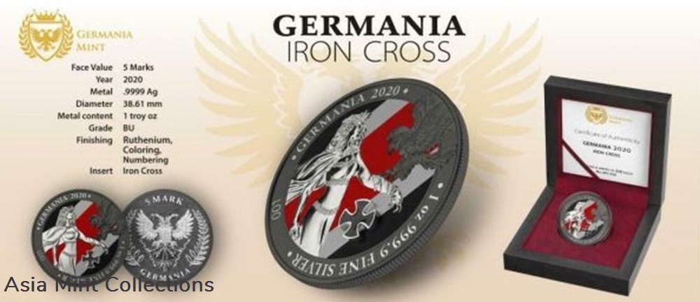 coins ingots bullion 2020 germania 5 mark germania iron cross 1 oz silver coin