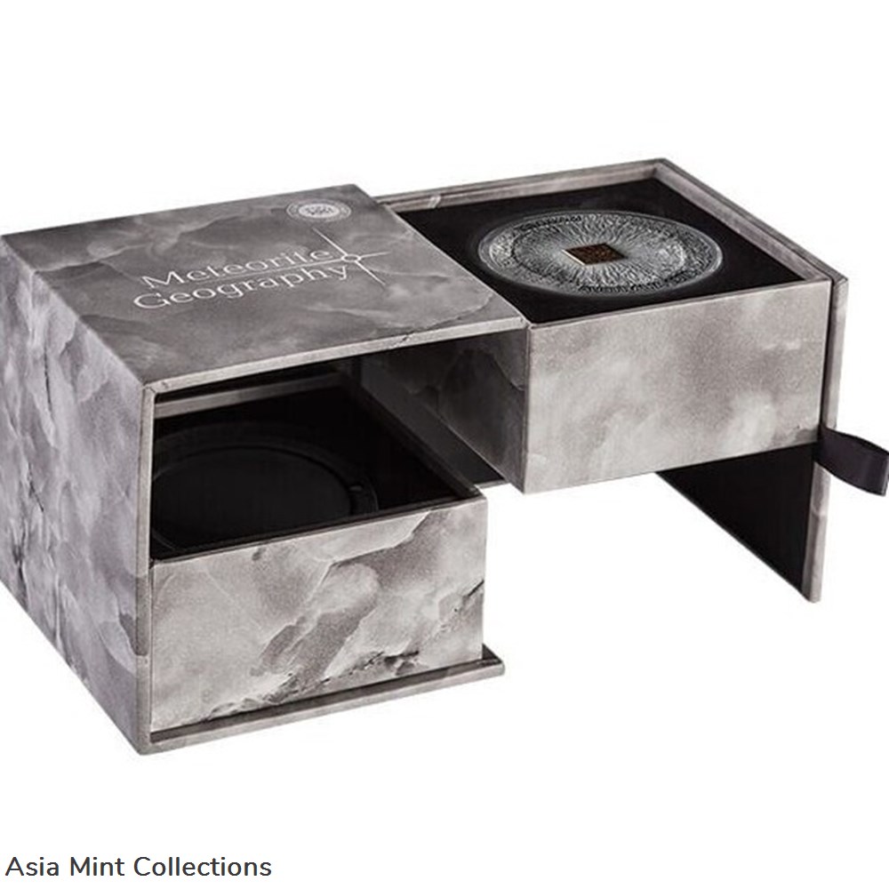 2022 - Tenham Meteorite Geography 50 g Antique finish Silver Coin CFA Cameroon 7 coins ingots bullion 2022 tenham meteorite geography 50 g antique finish silver coin cfa cameroon