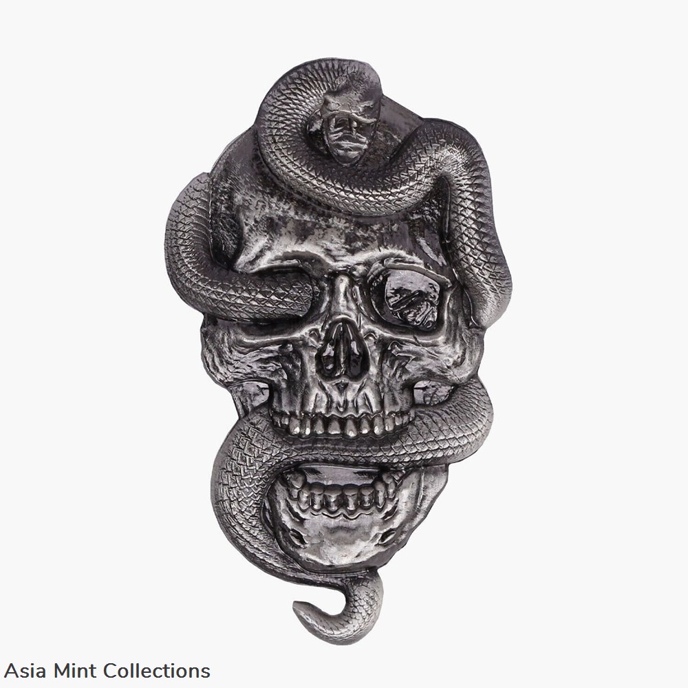 2022 Ghana Snake Skull Silver Plated 1 oz CN Coin - 2,000 Mintage 2 coins 2022 ghana snake skull silver plated 1 oz cn coin 2 000 mintage