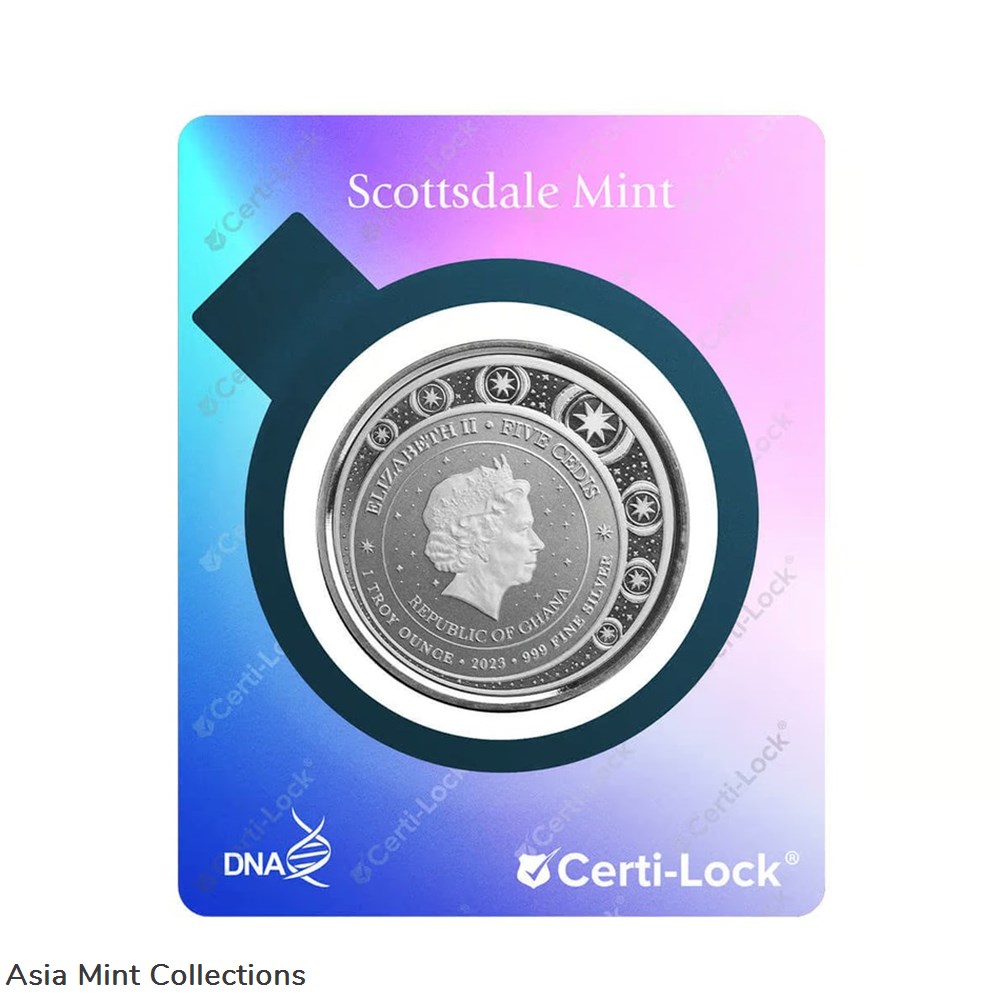 2023 - Ghana Unicorn ""Jubilee"" 1oz Silver 999 Color with Certi Log Coincard 6 coins ingots bullion 2023 ghana unicorn jubilee 1oz silver 999 color with certi log coincard