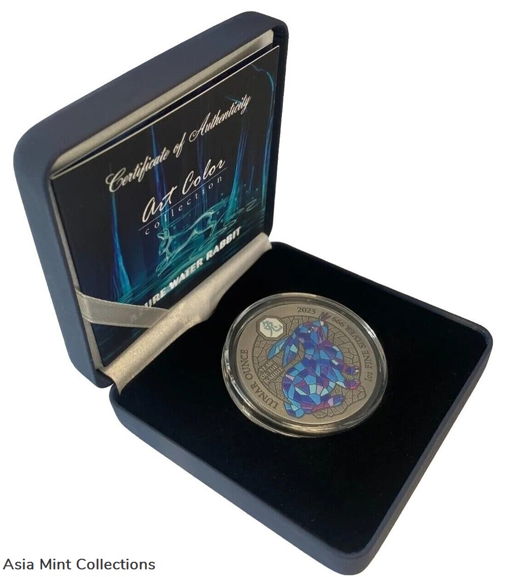 2023 1 Oz Silver 50 Francs Rwanda AZURE YEAR OF THE RABBIT Coin. 4 coins ingots bullion 2023 1 oz silver 50 francs rwanda azure year of the rabbit coin