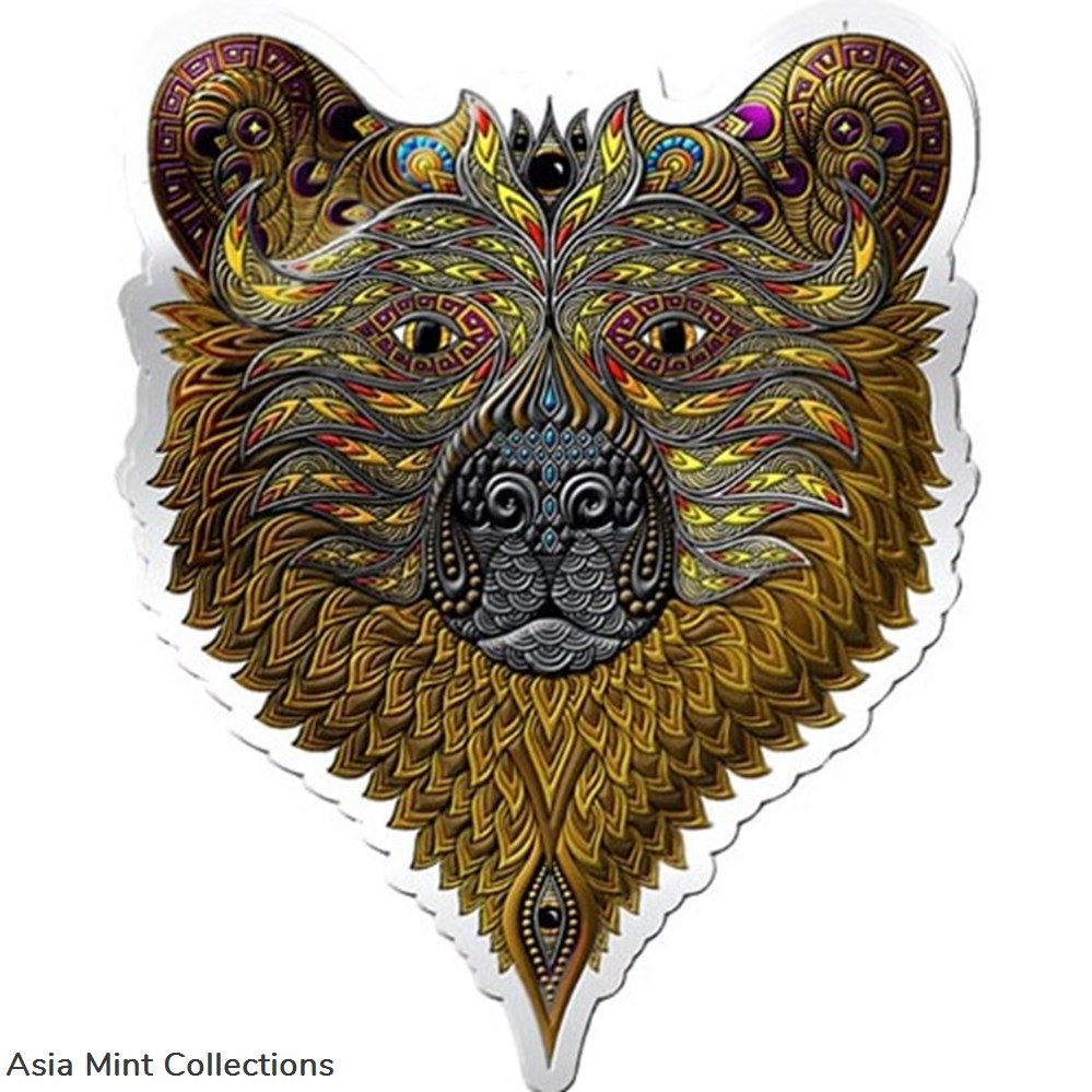 2021 - GRIZZLY BEAR SOLOMON ISLANDS $2 DOLLARS COLORIZED SILVER WORLD COIN coins ingots bullion 2021 grizzly bear solomon islands 2 dollars colorized silver world coin